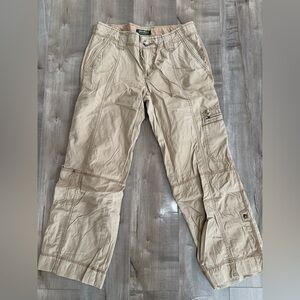 Eddie Bauer Cargo Pants Women 8 Petite Dark Khaki Straight Leg Hiking Camping